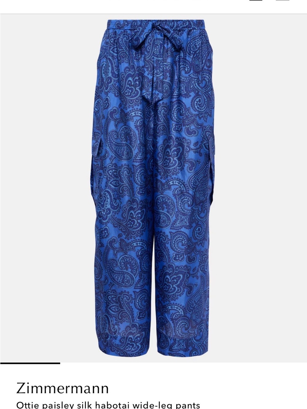 Zimmermann Ottie Blue Paisley silk palazzo pants sz 1